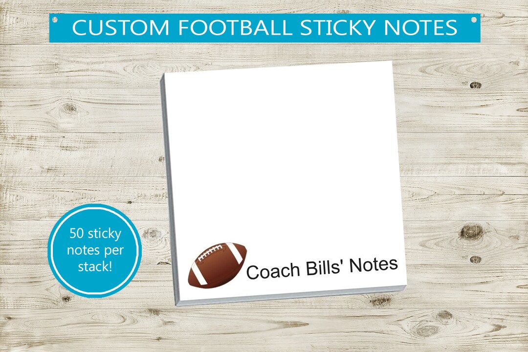 Custom Football Sticky Notes // 3x3 Personalize Gift Idea Etsy