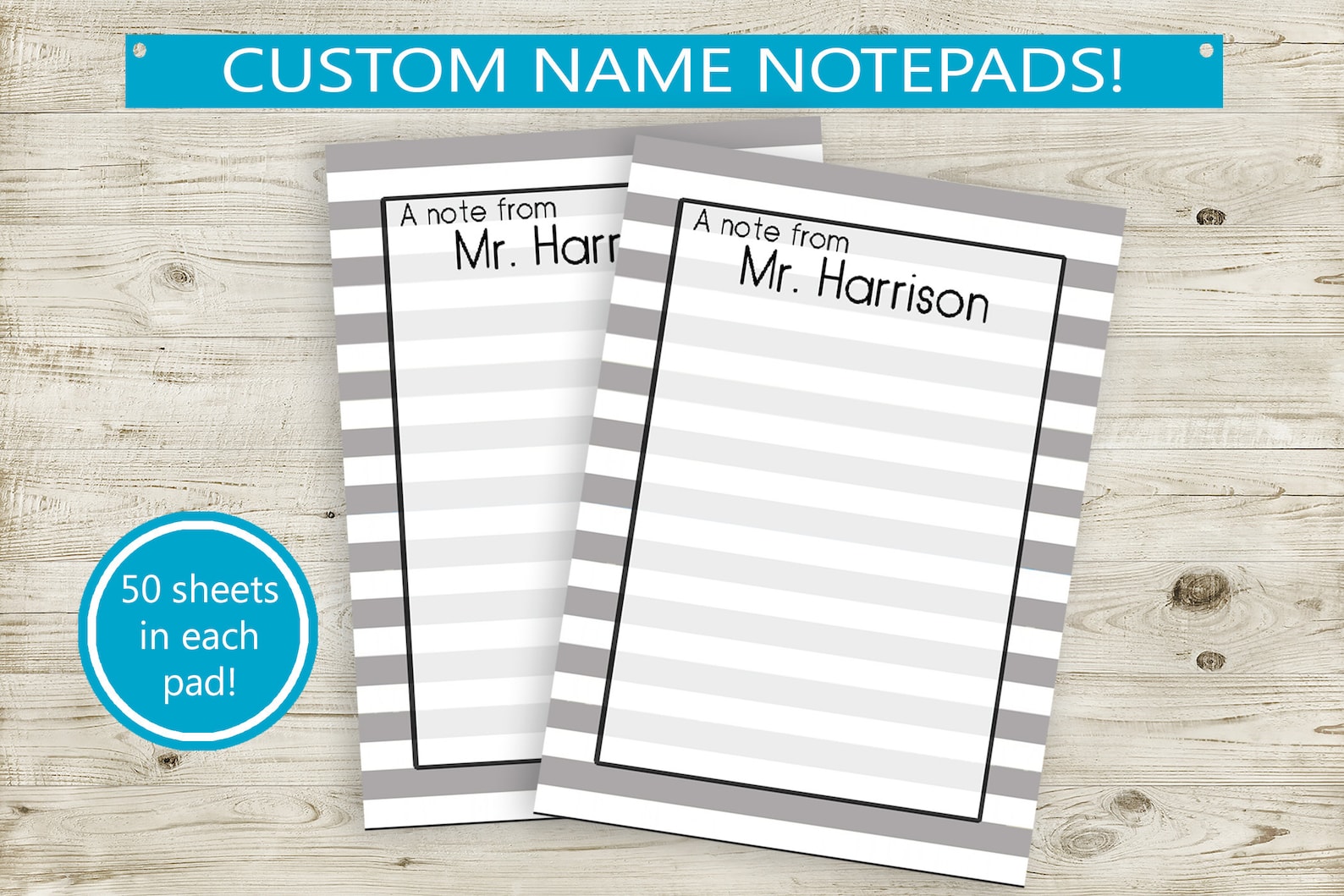Custom Notepad With Personalized Name // 50 Sheets per Pad Etsy