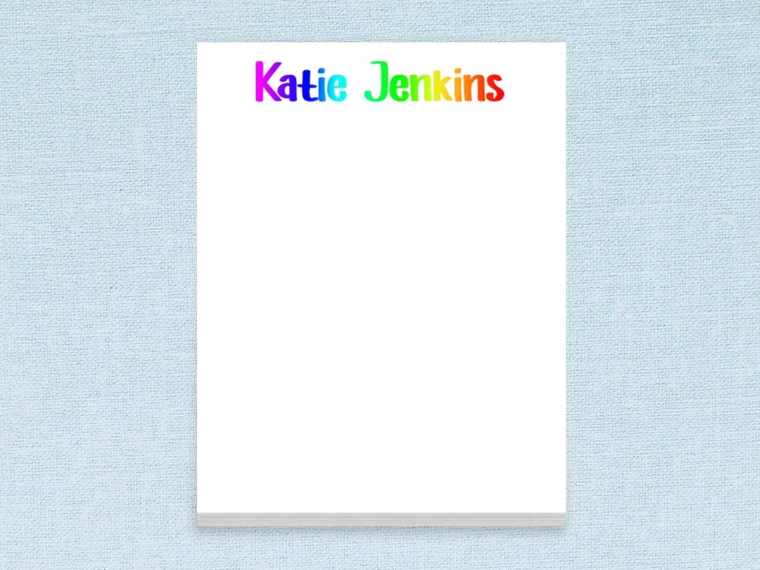 Custom Name Notepads Rainbow Text Style // 50 Sheets per Pad // 4"x5.5 ...