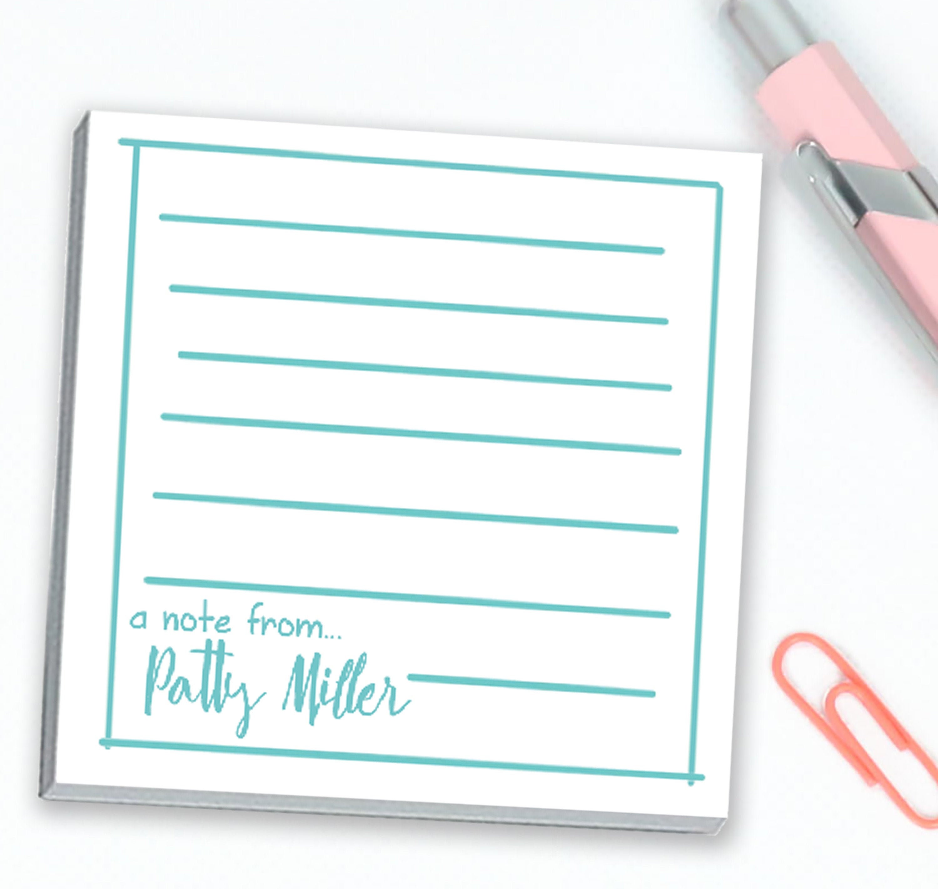 Personalized Sticky Notes With Custom Name // 3"x3", Teacher ...