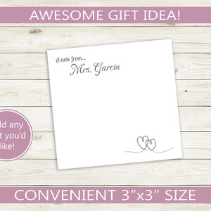 Custom Sticky Note Pads Personalized Heart Design // Unique Gift Idea ...