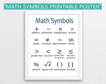 Affiches de symboles mathématiques / / Decor de salle de classe de mathématiques, symboles mathématiques, JPG, l’éducation, idée de cadeau de professeur, appréciation de l’enseignant, mathématiques