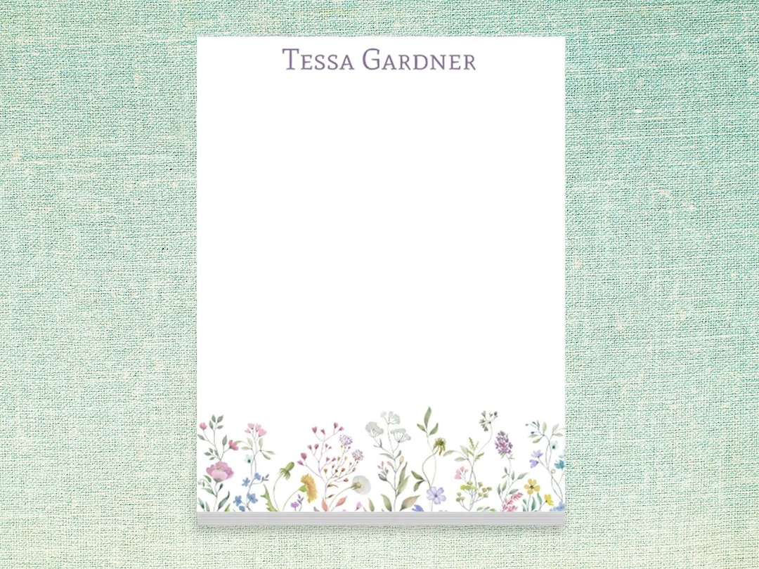 Custom Name Notepads Personalized Floral Design // 50 Sheets per Pad ...