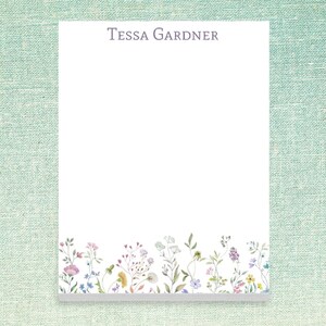 Custom Name Notepads Personalized Floral Design // 50 sheets per pad // 4"x5.5" or 5.5"x8.5" or 8.5"x11" size, text, stationery bulk, flower