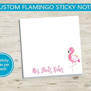 Personalized Flamingo Sticky Notes // gift idea customizable teacher appreciation school gift, animal, paper personalized, education name it