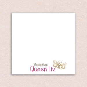 Personalized Sticky Notes with Crown Princess Design // 3"x3", teacher gift idea appreciation, stationery text paper self-stick notes, queen