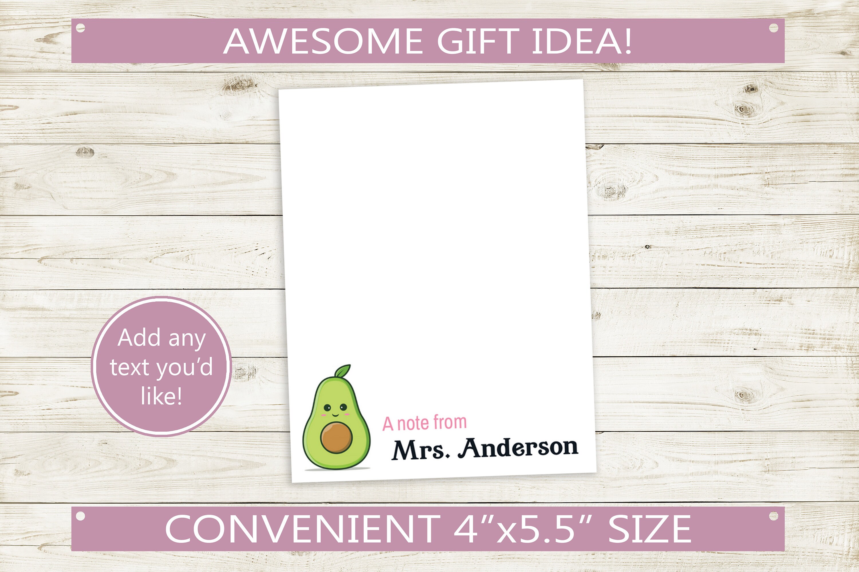 Personalized Notepad With Avocado Design and Custom Name // 50 Sheets ...