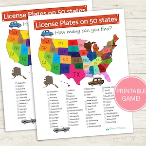 Kentekenspel afdrukbaar//Instant Download PDF//roadtrip, kinderen, digitale download, leuke activiteit, familievakantie, auto, reisspel
