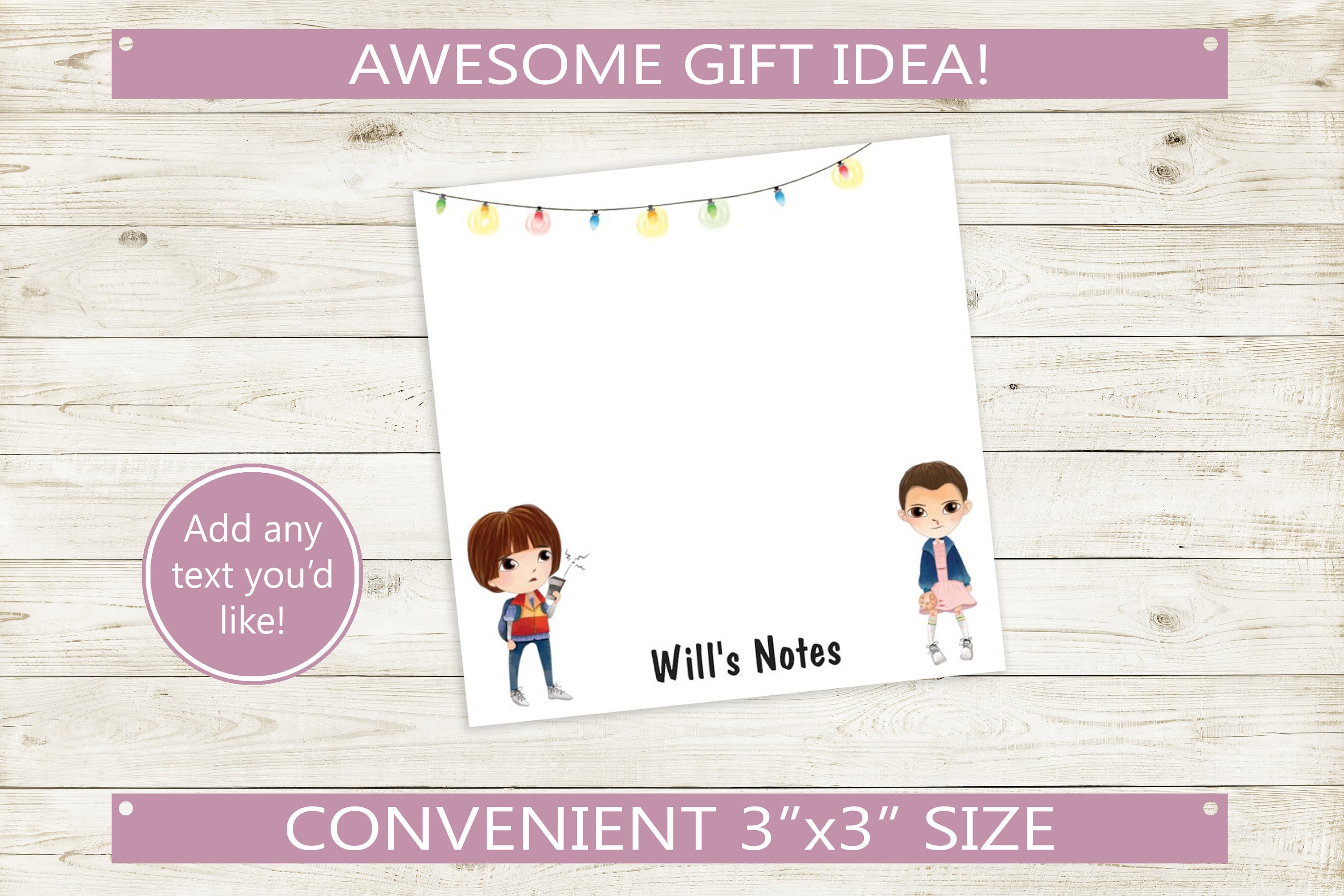 Gift Note Stranger Custom Sticky Notes Stranger Kids // Personalized Gift Idea Boss ...