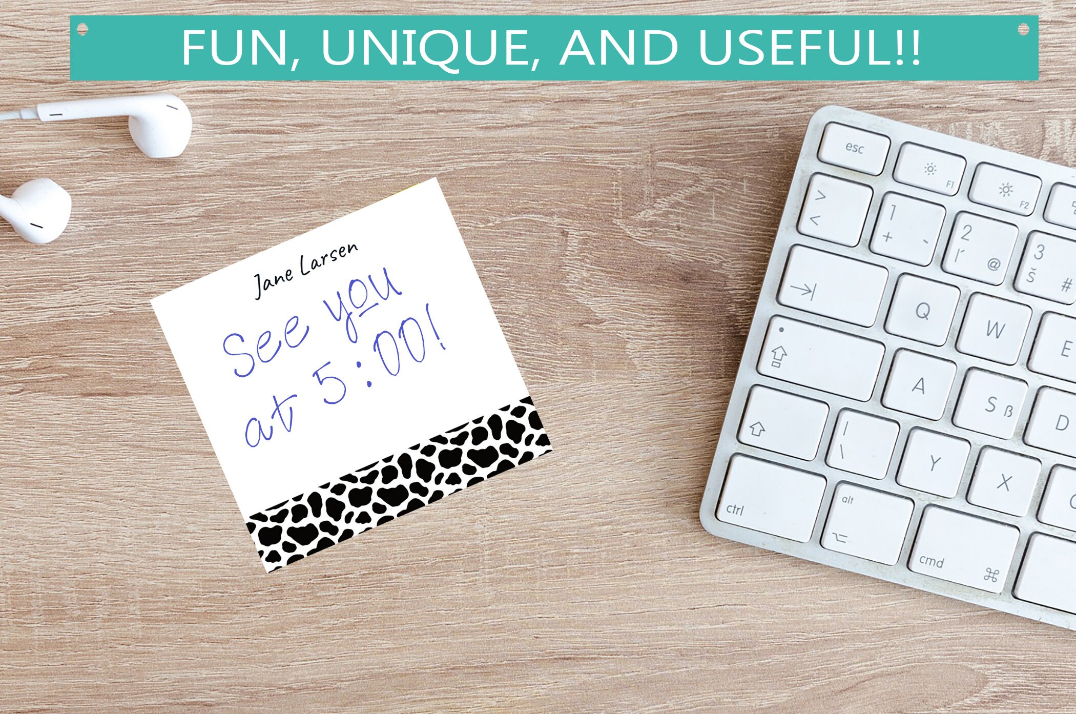 Personalized Sticky Notes With Cow Print Design and Custom Text // 3x3 ...