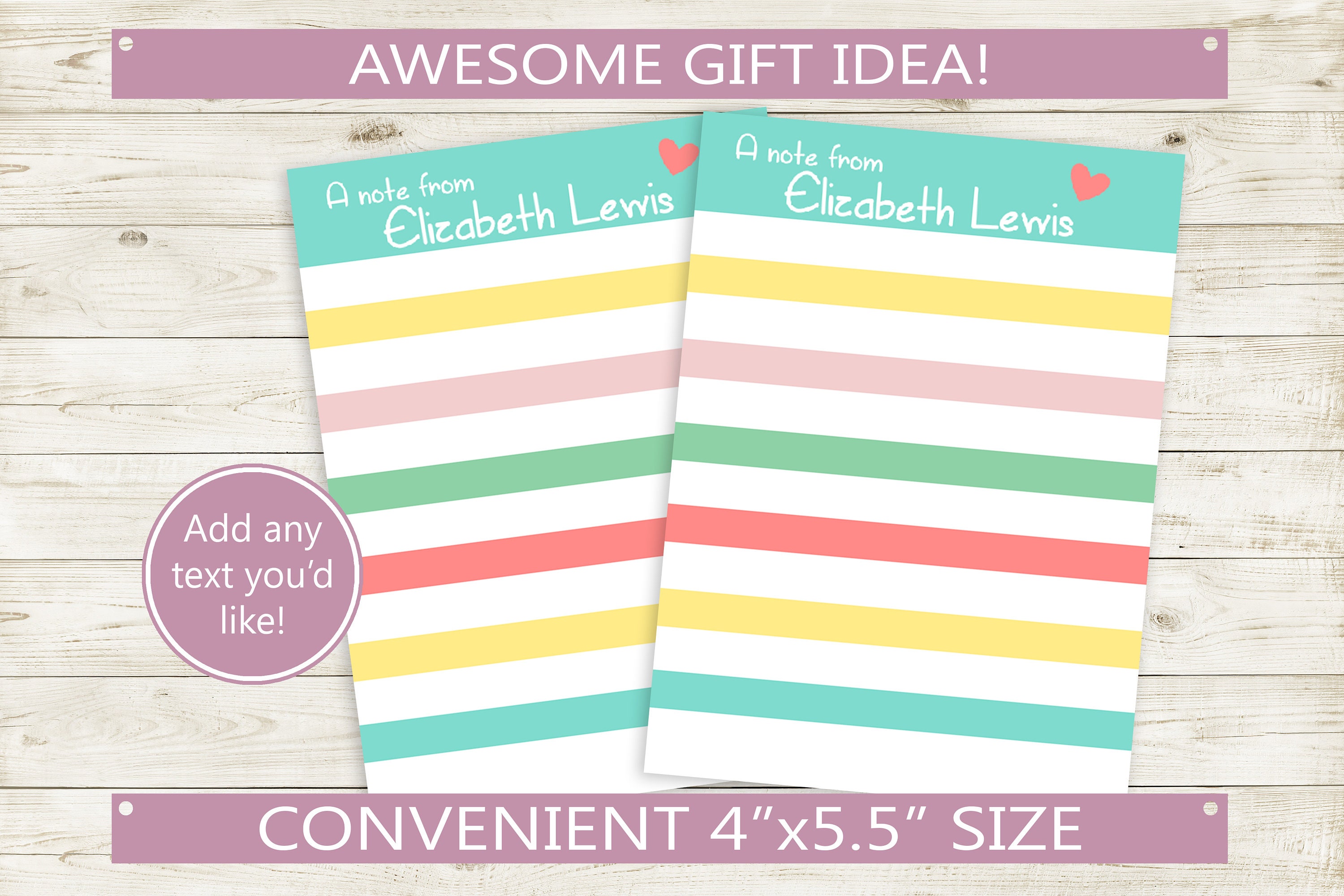 Custom Notepad Colorful Stripes With Personalized Name // 50 Sheets per ...