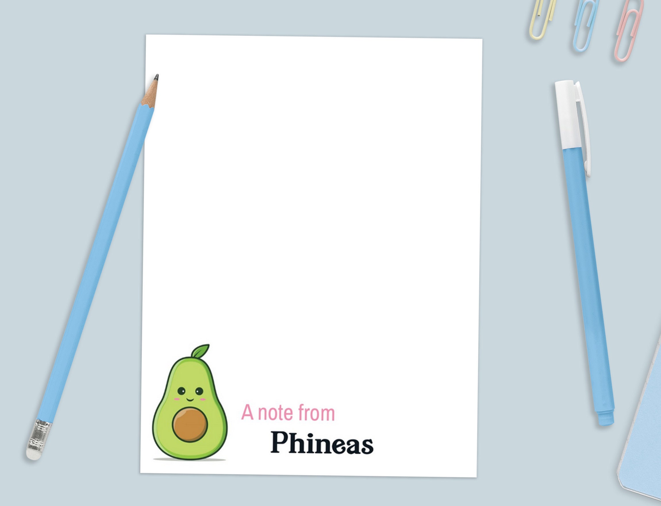 Personalized Notepad With Avocado Design and Custom Name // 50 Sheets ...