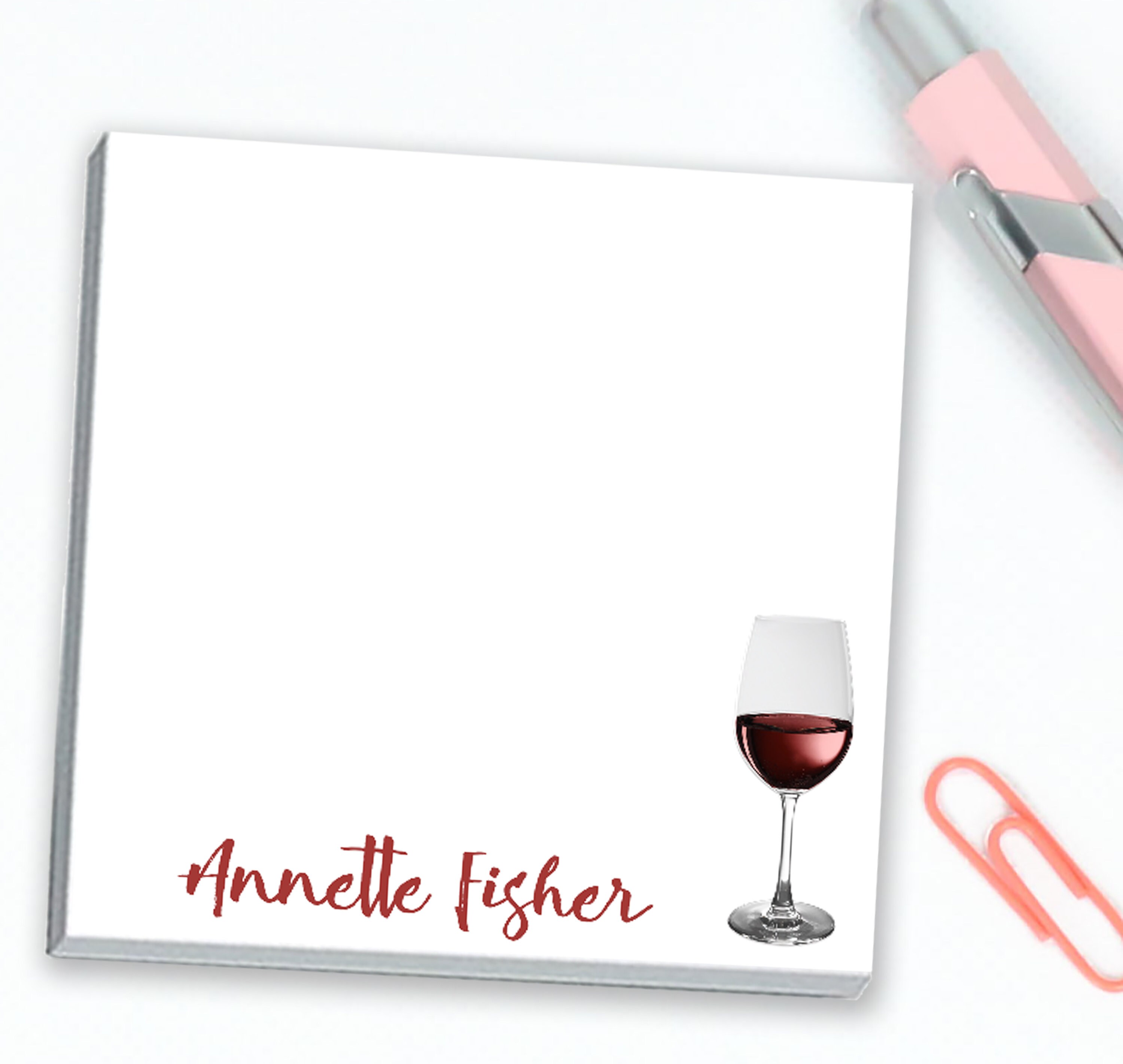 Wine Sticky Notes Personalized Sticky Notes With Wine Glass and Custom Name // 3
