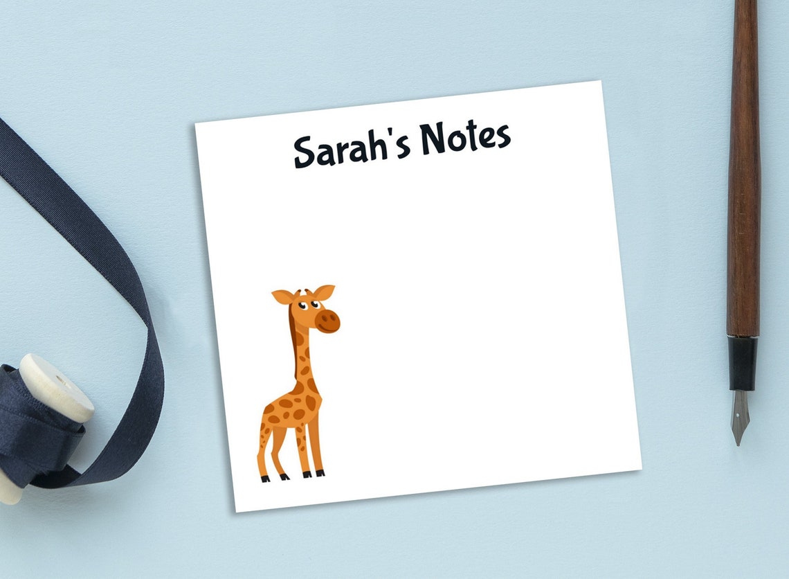 Personalized Sticky Notes With Giraffe Design and Custom Text // 3