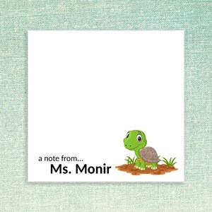 Personalized Sticky Notes with Turtle Design and Custom Text // 3"x3", gift idea, teacher appreciation, stationery name, cute memo pad paper