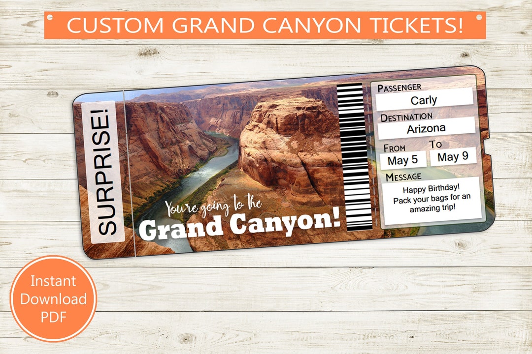 Custom Tickets to Grand Canyon // Printable Adobe Editable PDF