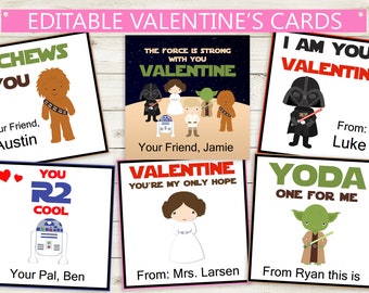 Space Wars Valentine's Day Cards // Instant Download Valentine Editable Name // Print from Home, kids, printable, love, school cute fun star