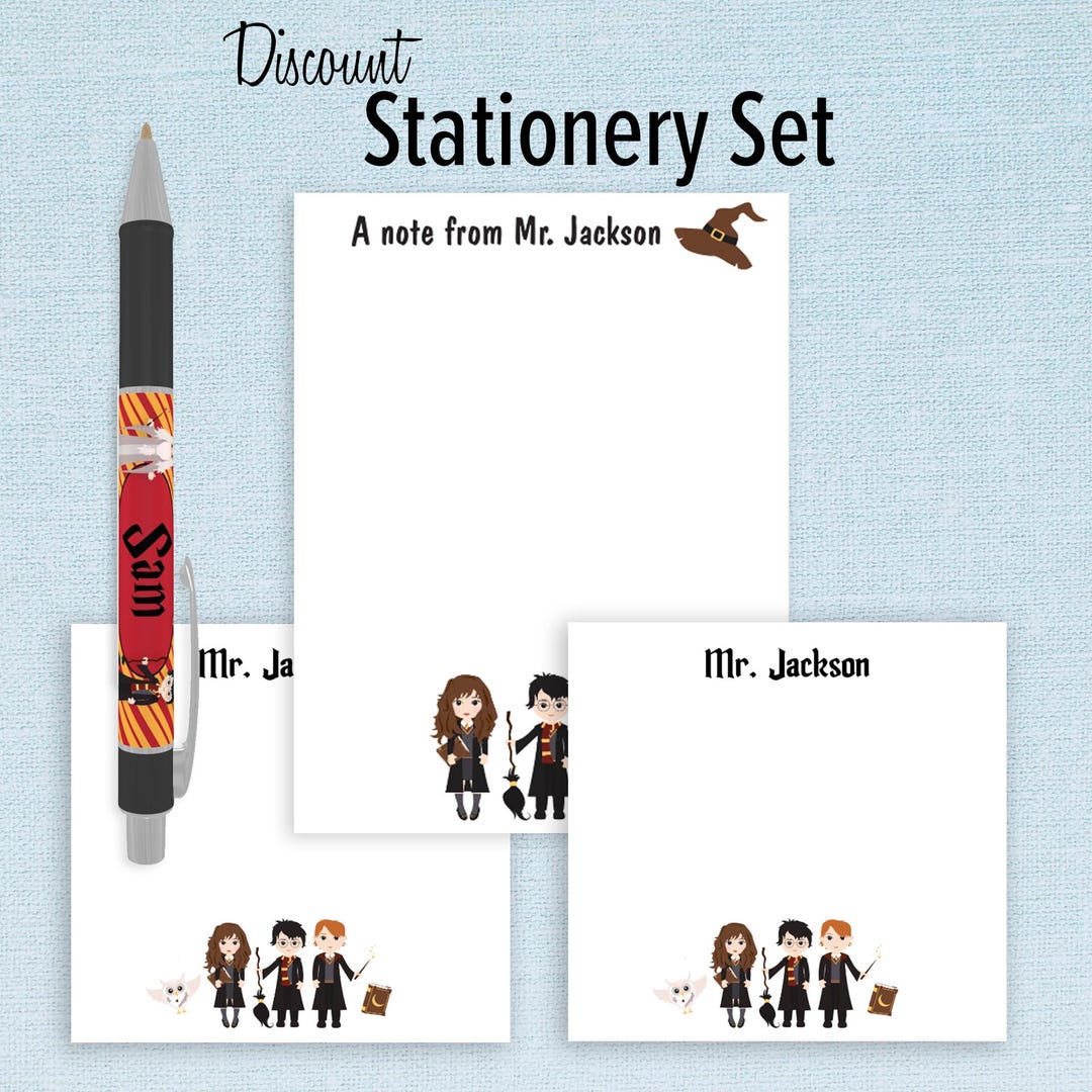 Wizard Note Pad Custom Wizardry Stationery Set - 2 Sticky Note Pads, 1 Pen, 1 Notepad ...
