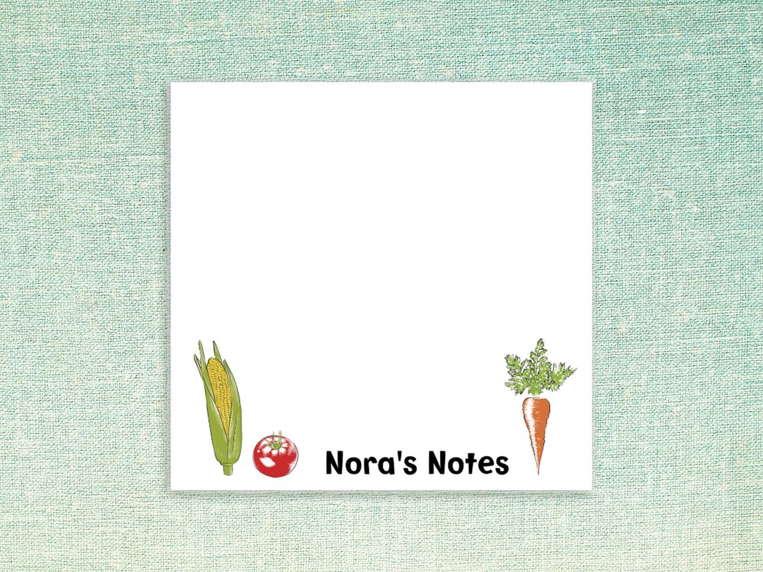 Vegetable Notelets Custom Vegetable Sticky Notes // Garden Design, Personalized Text ...
