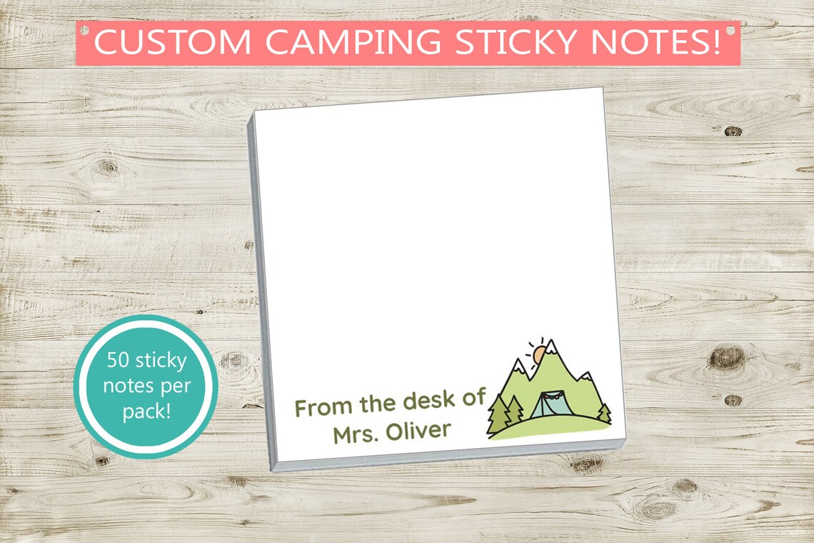 Custom Camping Sticky Notes // Personalized Gift Idea Teacher ...
