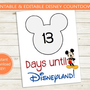Cuenta regresiva de vacaciones imprimible // PDF editable // descarga instantánea, bricolaje, días divertidos hasta, parque temático, corte de vacaciones o escritura de marco en vidrio