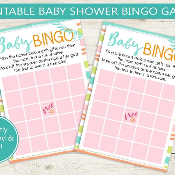 BINGO Baby Shower Printable Game // gender neutral theme, template, party games, printable baby shower game present guess instant download