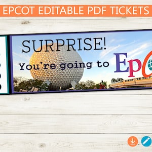 Printable Editable Surprise novelty Tickets //  Adobe PDF // Personalized park reveal // DIY, digital file, vacation trip coupon print