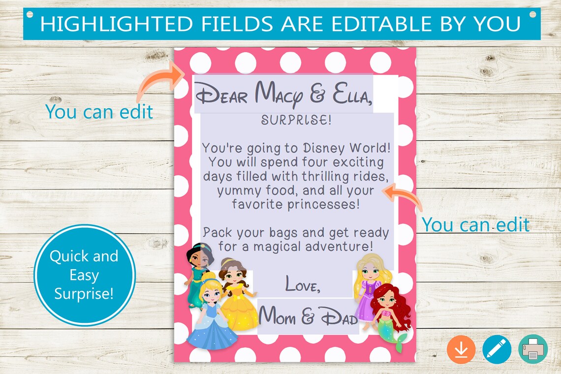 Trip reveal letter adobe editable pdf vacation world etsy