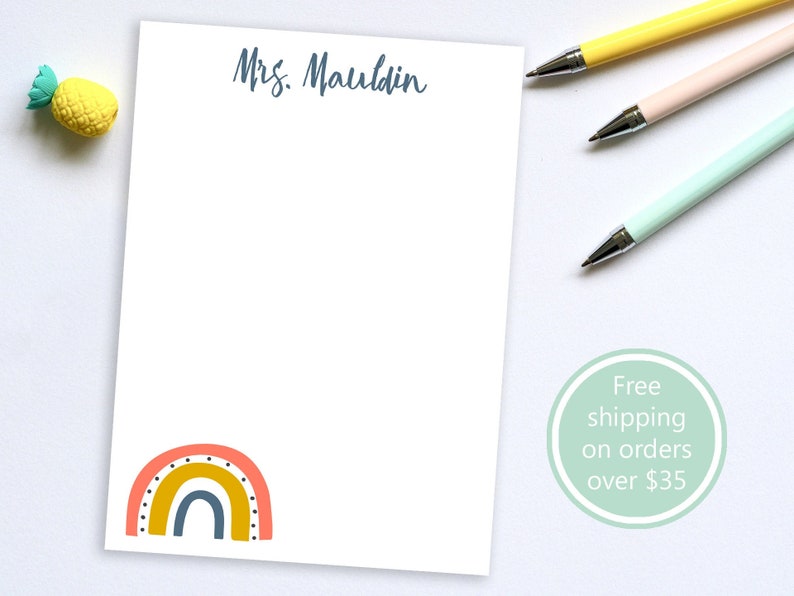 Personalized Notepad With Rainbow Design and Custom Name // 50 Sheets ...
