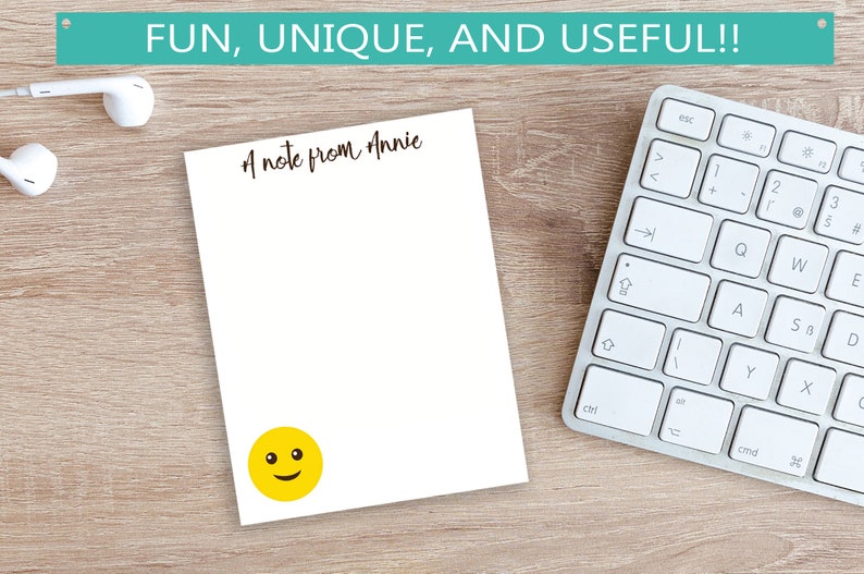 Custom Notepad With Smiley Face Design and Personalized Text Etsy