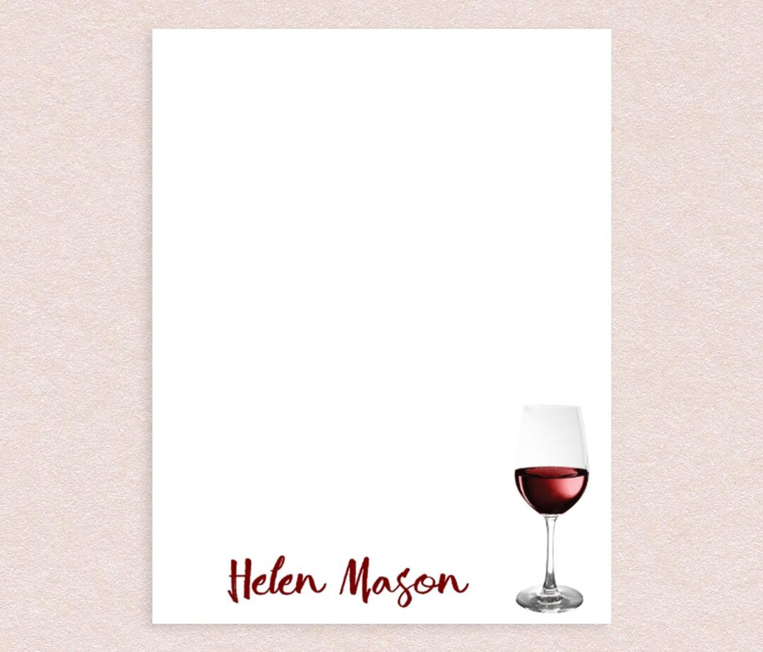 Custom Wine Glass Notepad // 50 Sheets per Stack, 4