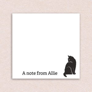 Custom Cat Sticky Notes // black cat design, gift idea customizable teacher appreciation, name gift note pad paper stick notes business gift
