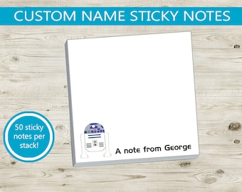 Custom Sticky Notes // 3x3, 50 per stack // personalized gift idea, teacher appreciation, geekery note pad space sticky notes present robot