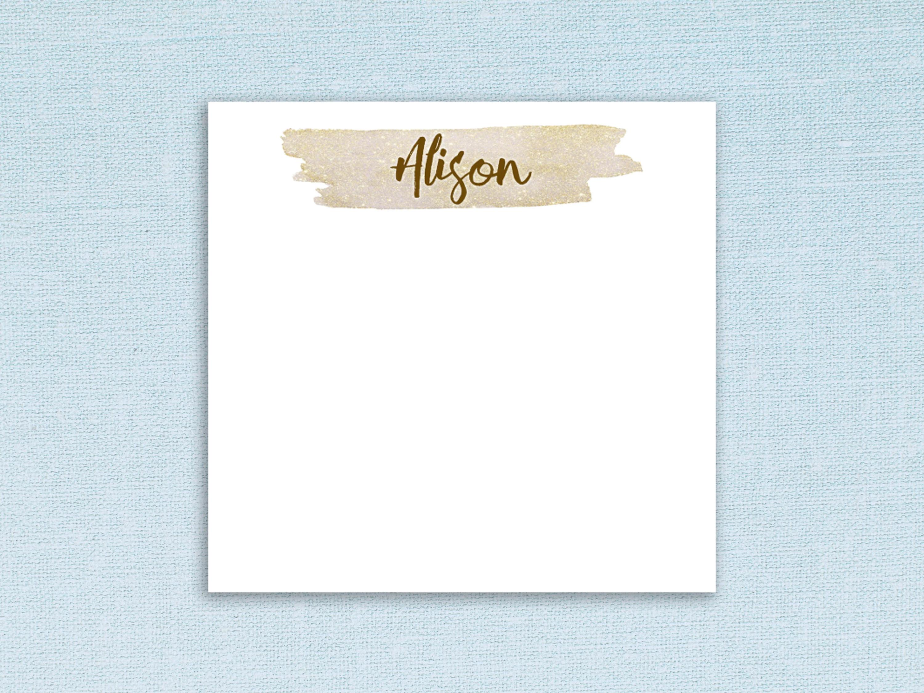 Personalized Sticky Notes With Custom Name and Gold Design // 3"x3 ...