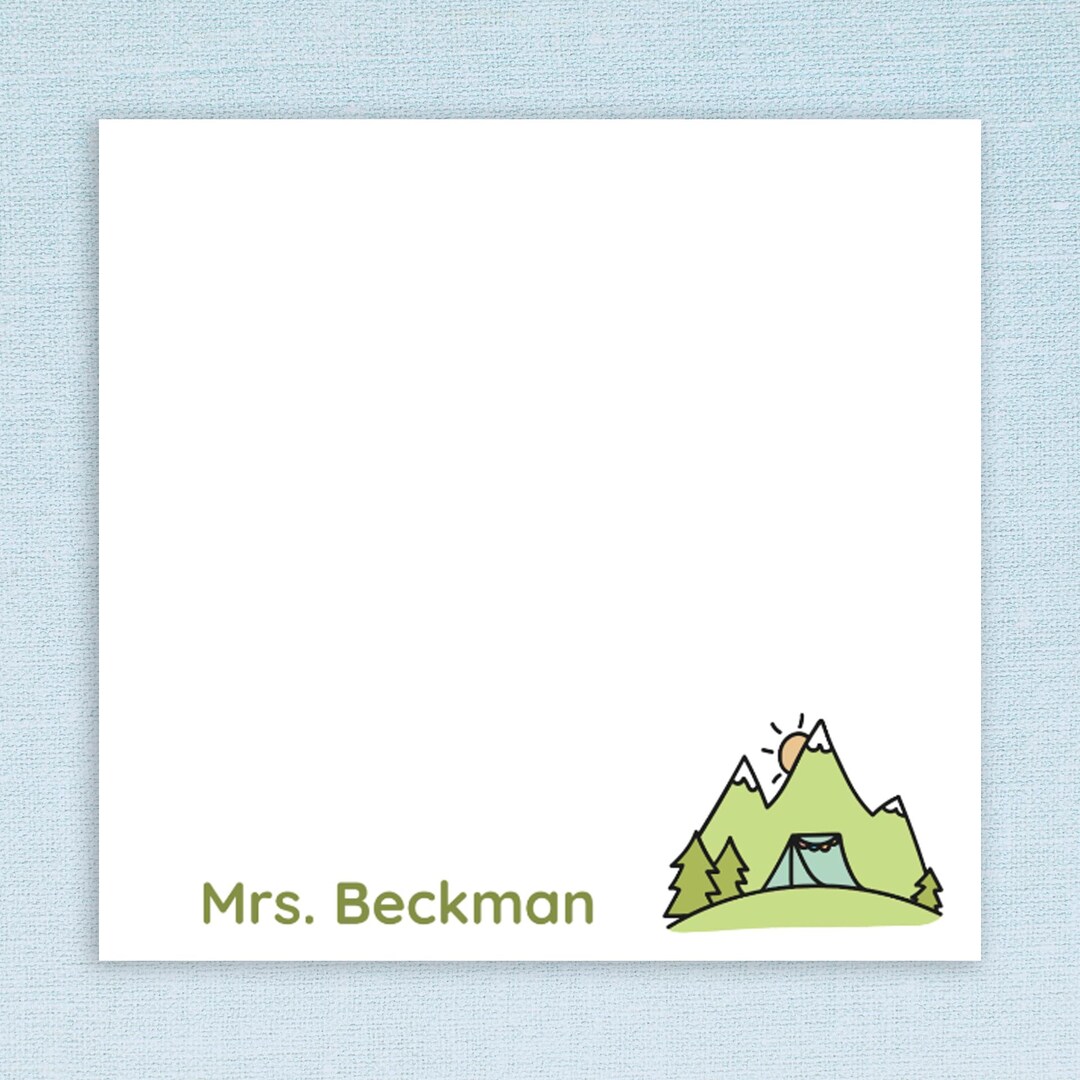 Custom Camping Sticky Notes // Personalized Gift Idea Teacher ...