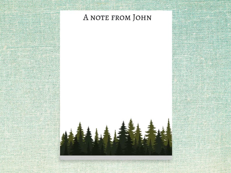 Notepad Wood Custom Notepad With Tree Forest Design // 50 Sheets per Stack, 4