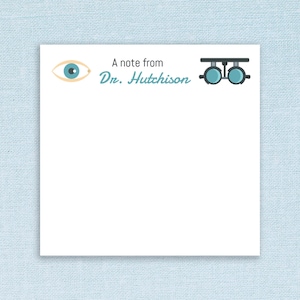 Personalized Sticky Notes with Optometry Design and Custom Text // 3x3 inch, 50 notes per pad // name gift idea customizable eyes stationery