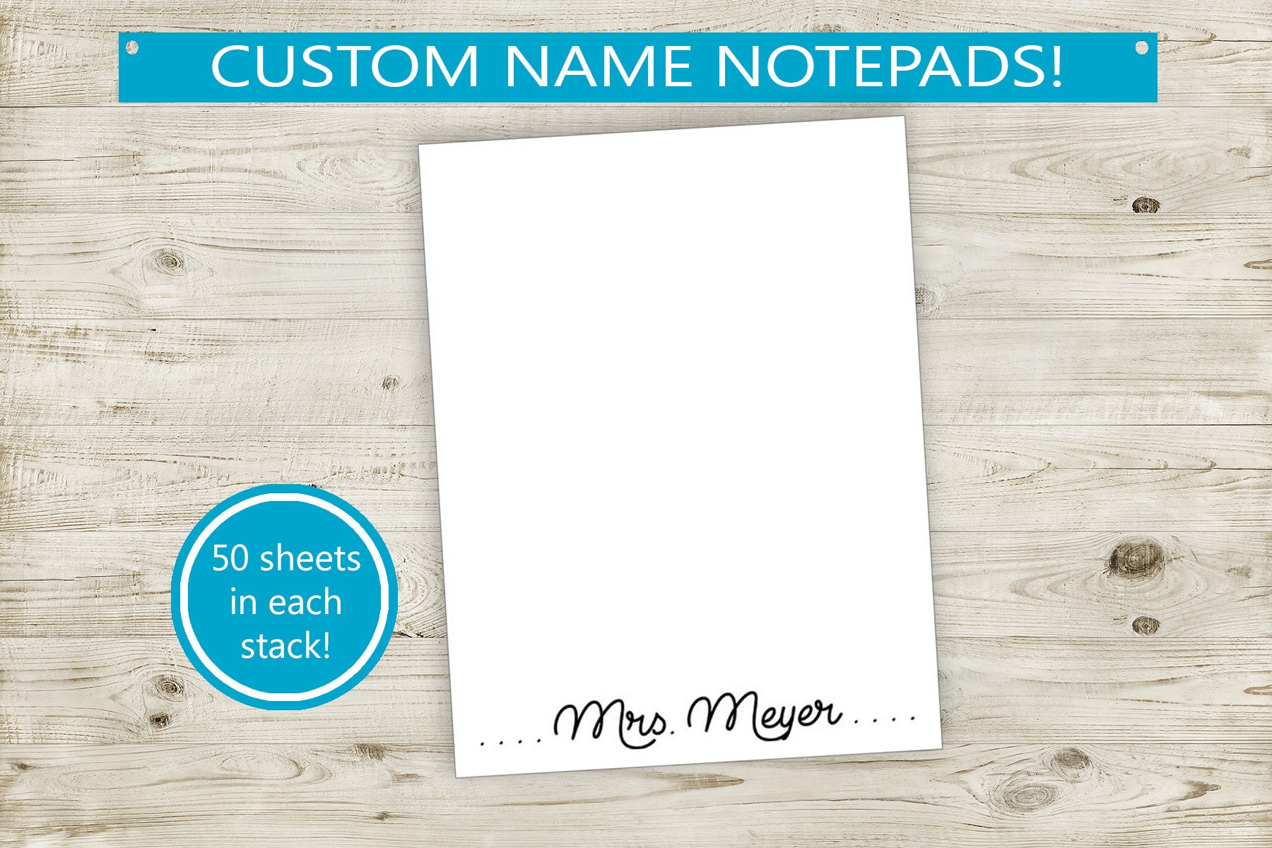 Custom Name Notepads // 50 Sheets per Stack 4"x5.5" Size Gift Idea Bulk ...
