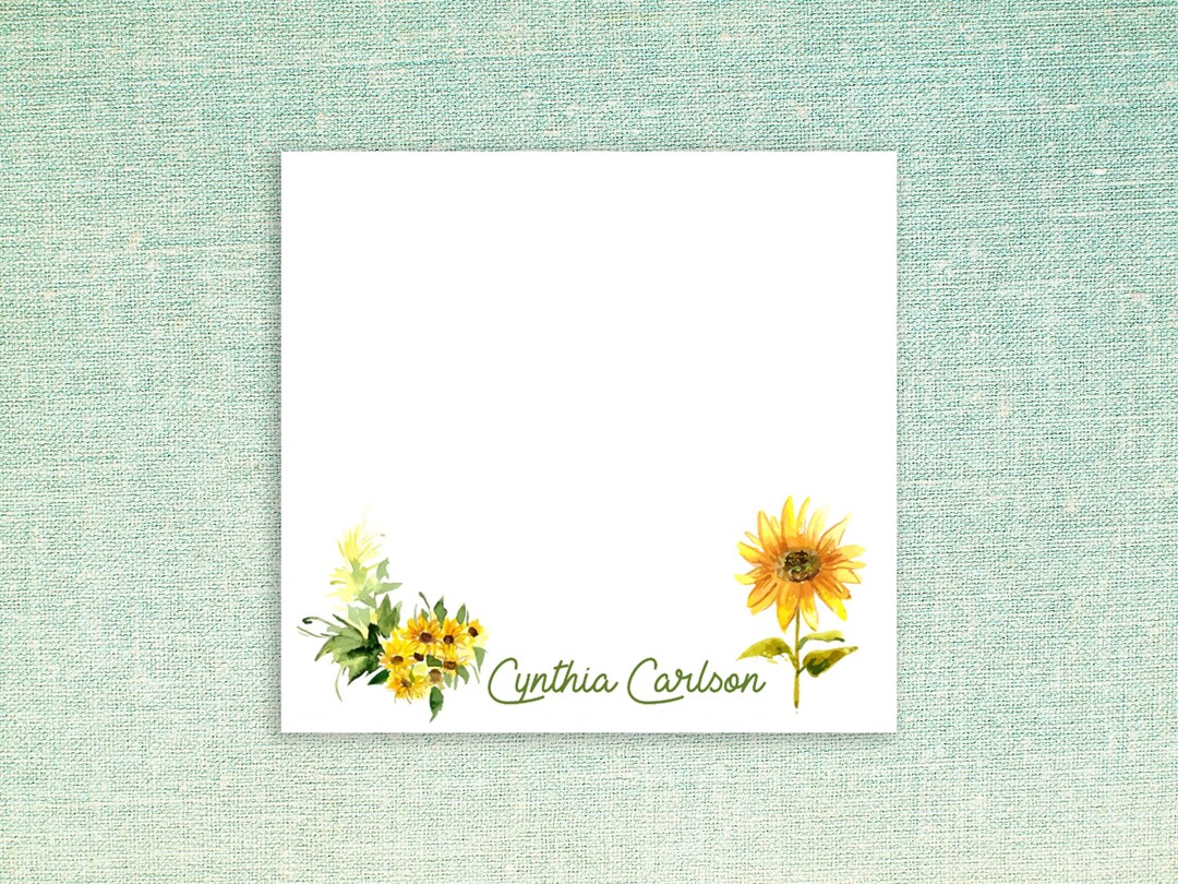 Sunflower Custom Sticky Notes // Personalize Gift Idea for Coworker ...