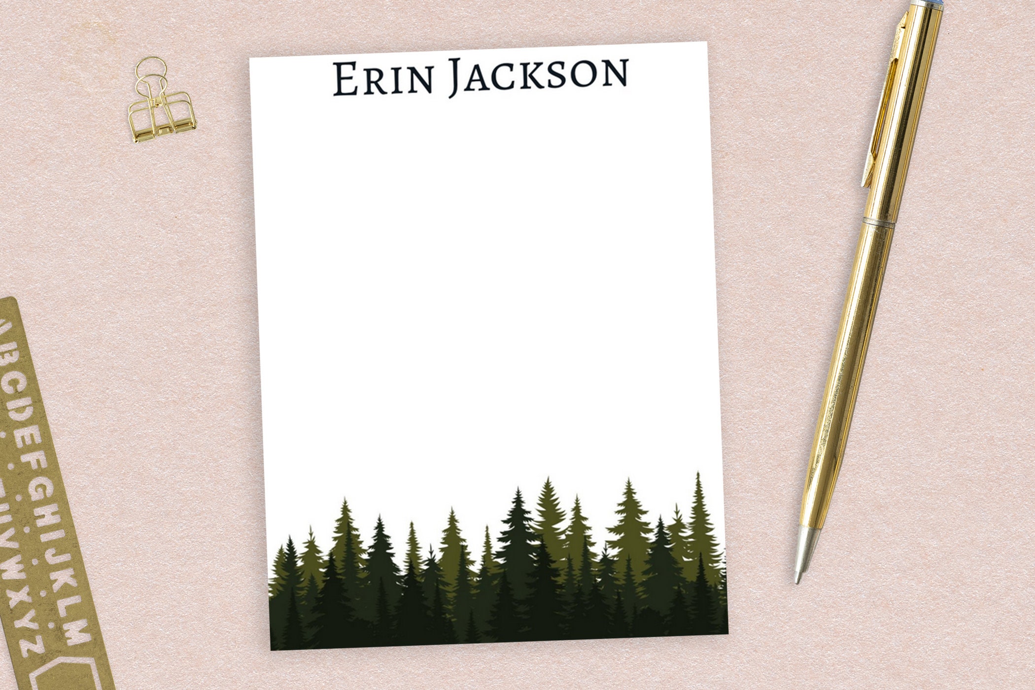 Custom Notepad With Tree Forest Design // 50 Sheets per Stack, 4"x5.5 ...