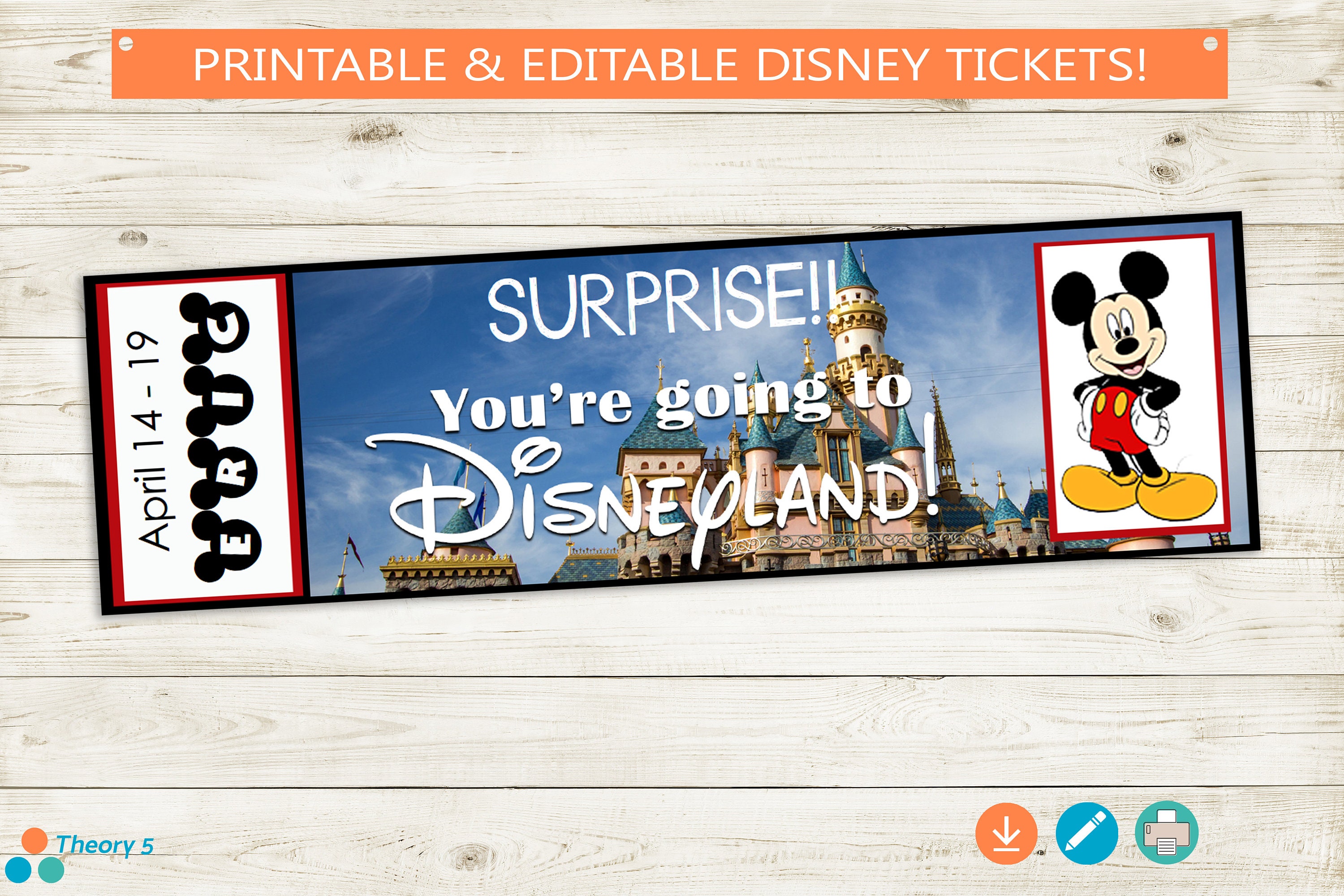 printable and editable tickets to disneyland adobe editable etsy
