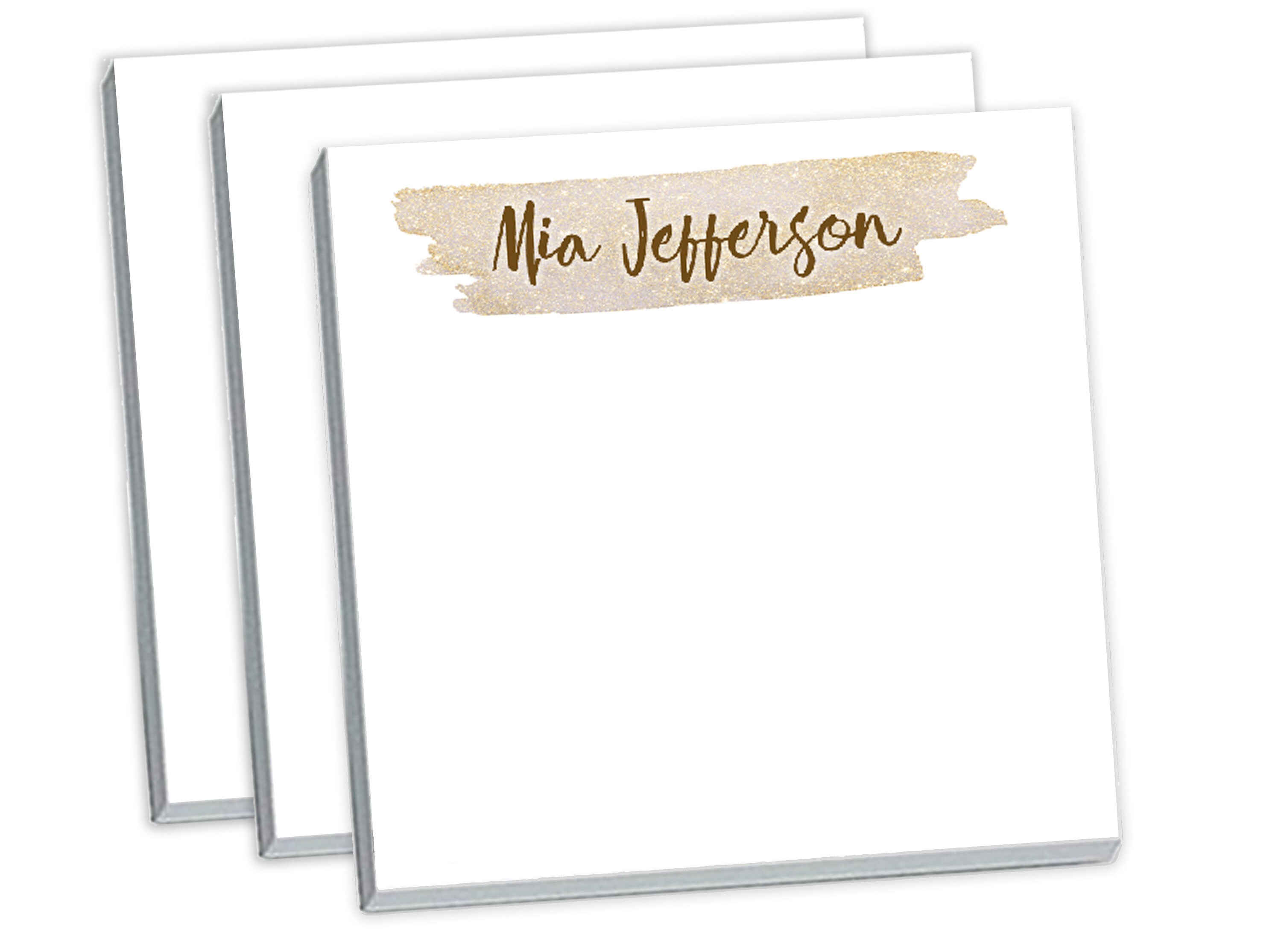 Personalized Sticky Notes With Custom Name and Gold Design // 3"x3 ...