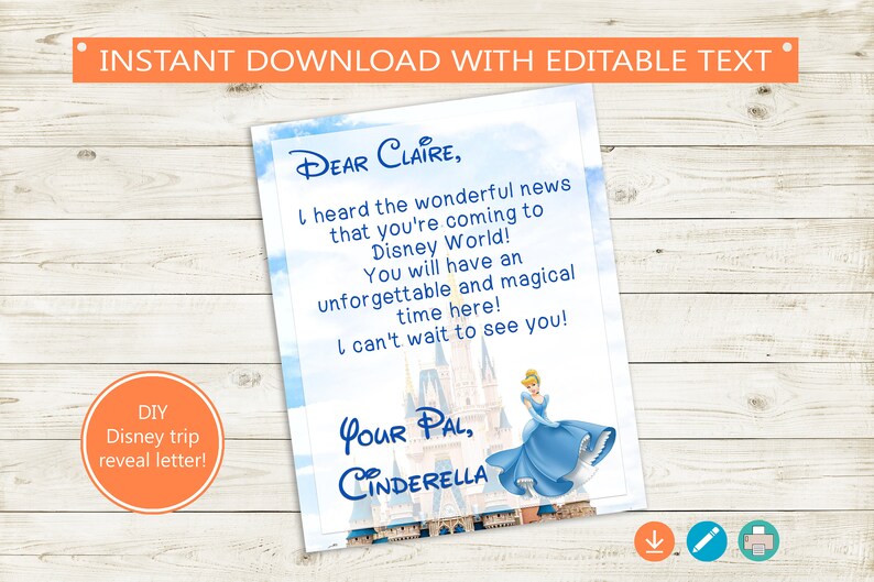 Printable and Editable Holiday vacation Clarify Disney Letter! Adobe editable PDF, birthday, Cinderella, ponder, personalized, Do it yourself, social gathering, reward concept trip photograph about You're Going to Disney World Printable referred to as Printable and Editable Vacation Demonstrate Disney Letter! Adobe editable PDF, birthday, Cinderella, marvel, personalized, Do-it-yourself, get together, present principle holiday vacation