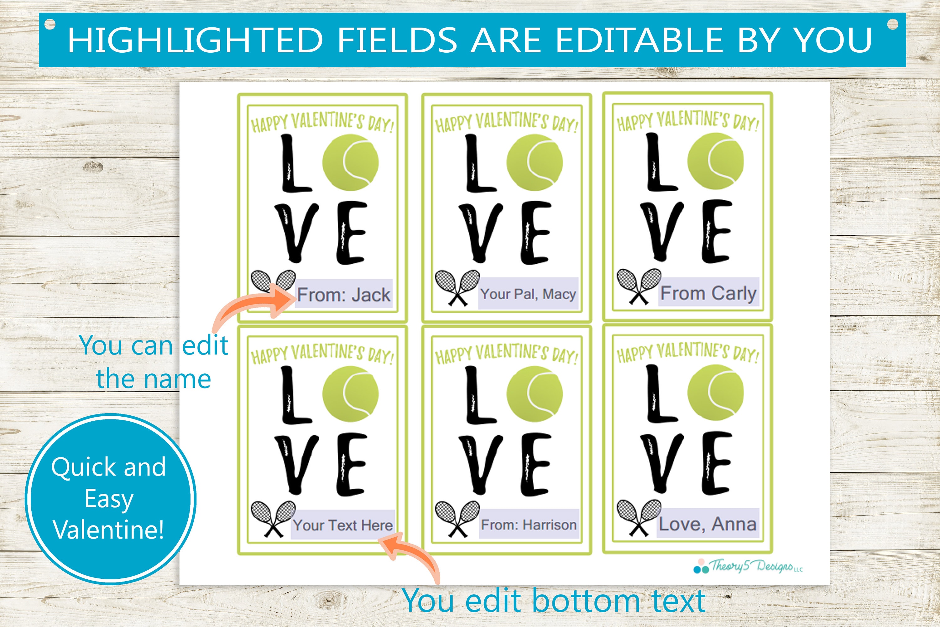 Tennis Printable Valentine's Day Cards // Instant Download - Etsy