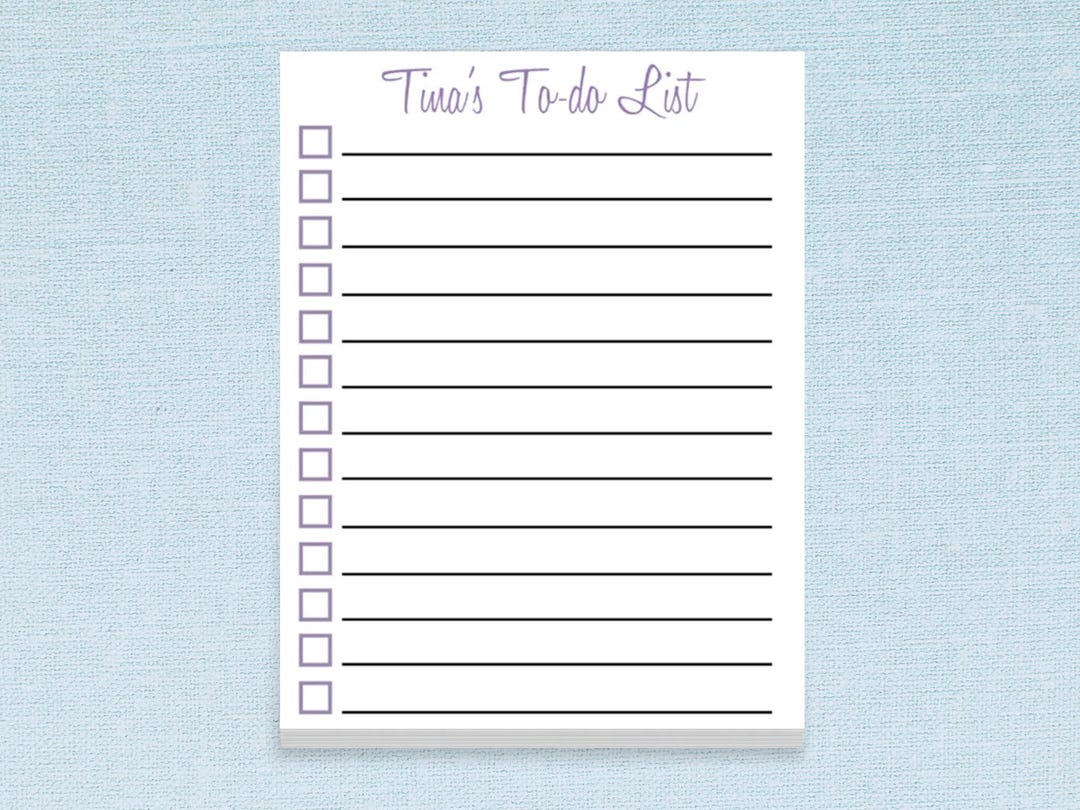 To-do List Custom Notepad Name // 50 Sheets per Stack 4"x5.5" Size ...
