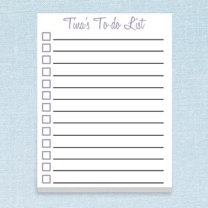 To-Do List Custom Notepad Name // 50 sheets per stack 4"x5.5" size // checklist to do, organization stationery, to do list notepad, lines