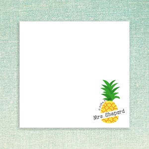Pineapple Custom Name Sticky Notes // 3" x 3", 3" x 4", 4" x 6" // personalize paper, office, teacher gift idea, funny cute memo pad, post