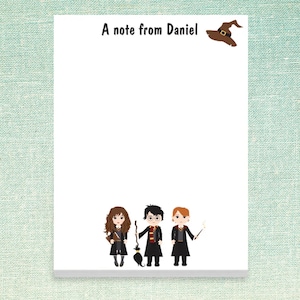 Custom Wizard Themed Notepads // 50 sheets per stack 4"x5.5" size, personalized text, gift idea, bulk personalized stationery, teacher gift