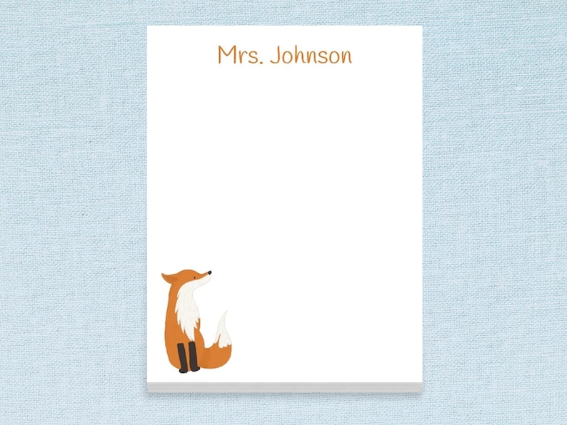 Notelets With Fox Pattern Custom Notepad Fox Design // 50 Sheets per Pad, 4