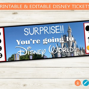 Printable and Editable Novelty Tickets! Adobe editable PDF, trip reveal tickets, surprise, vacation, mouse, custom DIY, gift idea, name text